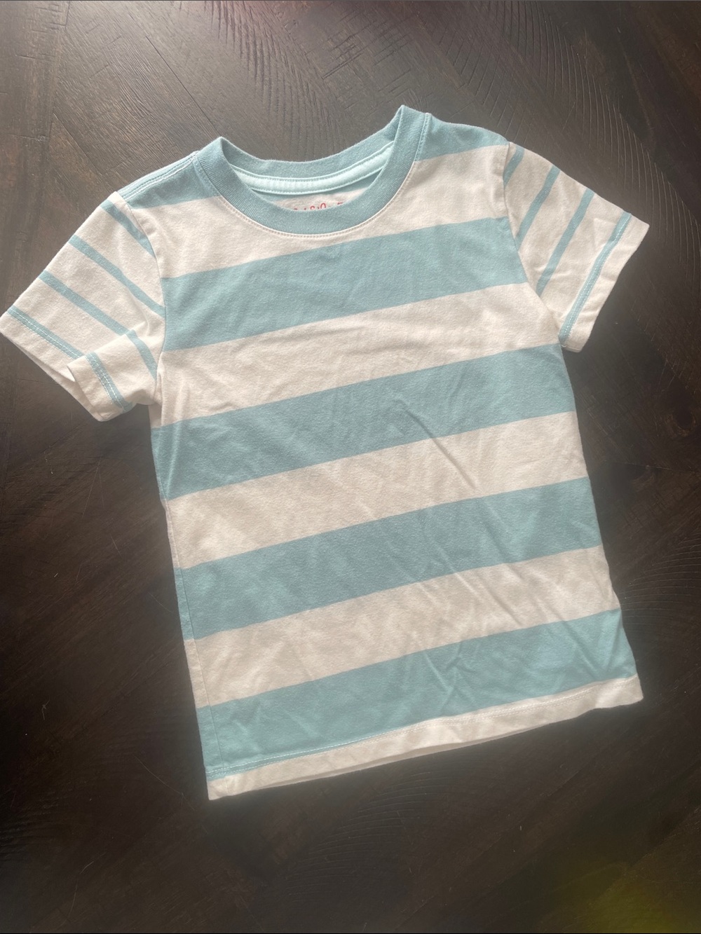 Cat & Jack Sea Foam Green and Cream Striped Short Sleeve Tee